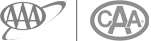 The image shows two circular logos with "AAA" on the left and "CAA" on the right, both enclosed in gray borders.